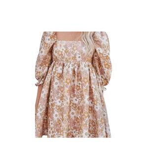 Storia Floral Puff Sleeve Dress Sz-Small Square Neck Romantic Boho Cottagecore